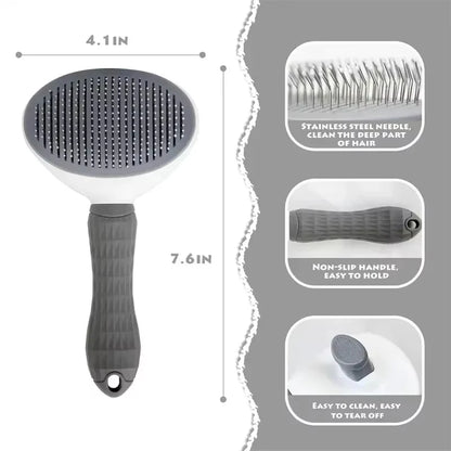Dog Grooming Brush - Easy Clean Button & Detangling Comb